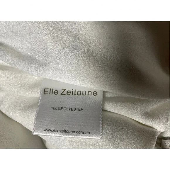 Elle Zeitoune Lily Dress in Blue/White Floral Pattern Ruched Bodycon Size L NWT! - Picture 8 of 8